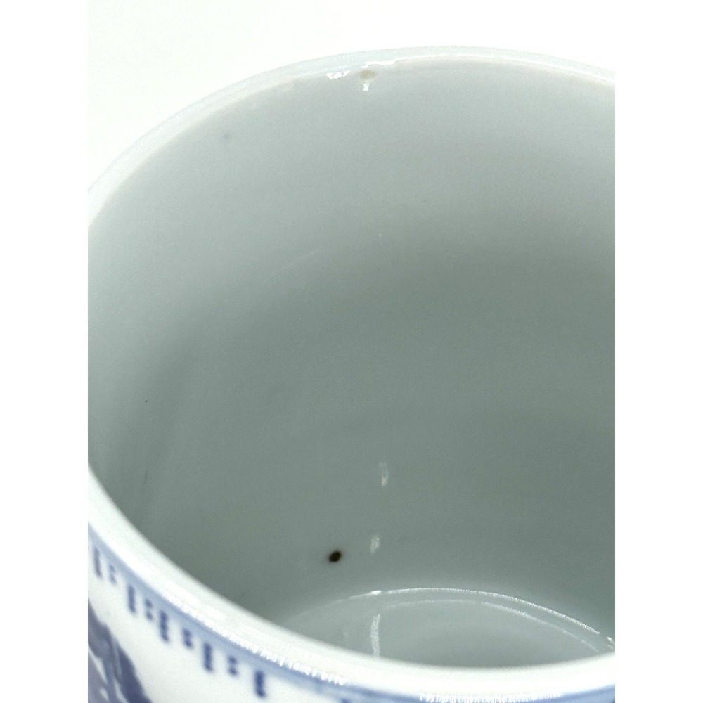 Blue & White Porcelain Pagoda Landscape Lidded Mug Tea Coffee Cup - Picture 6 of 14